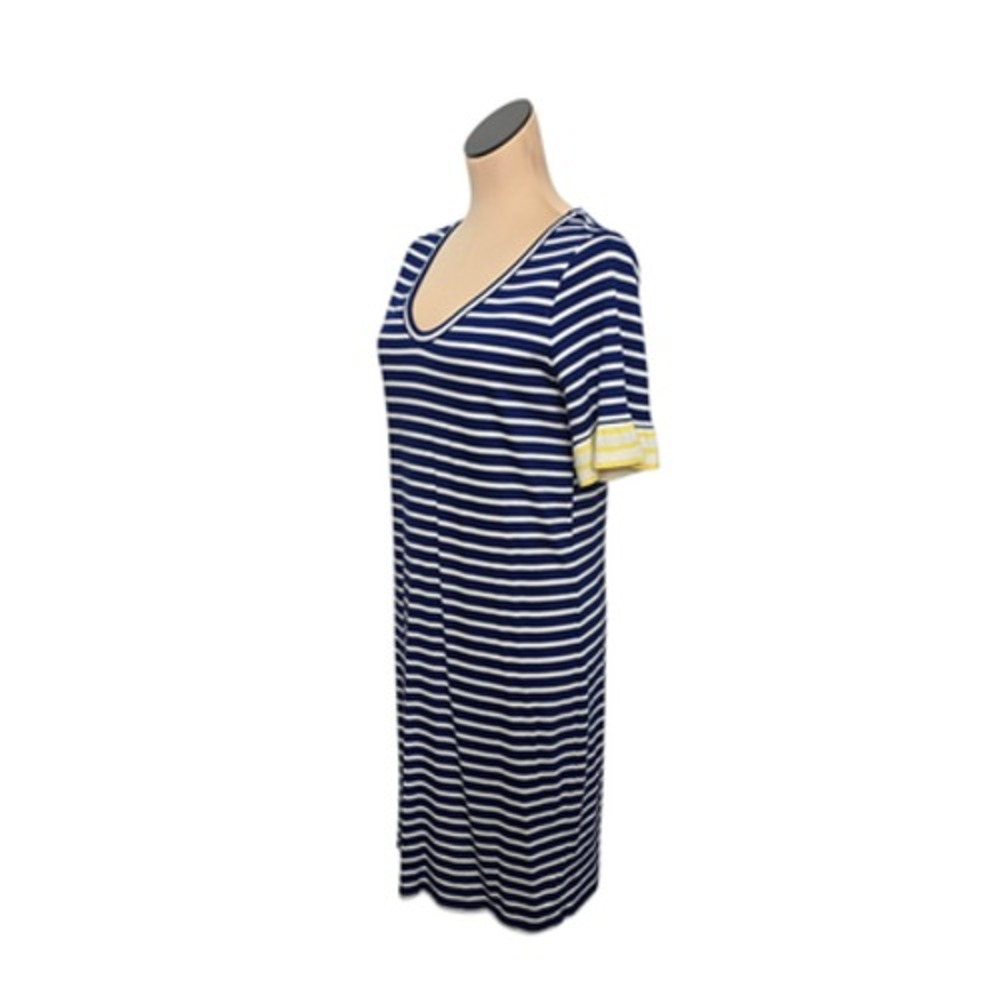 Boden Dress Womens Size‎ 6R Blue White Stripe Knit Ruffle Sleeve Casual Summer - Picture 7 of 10